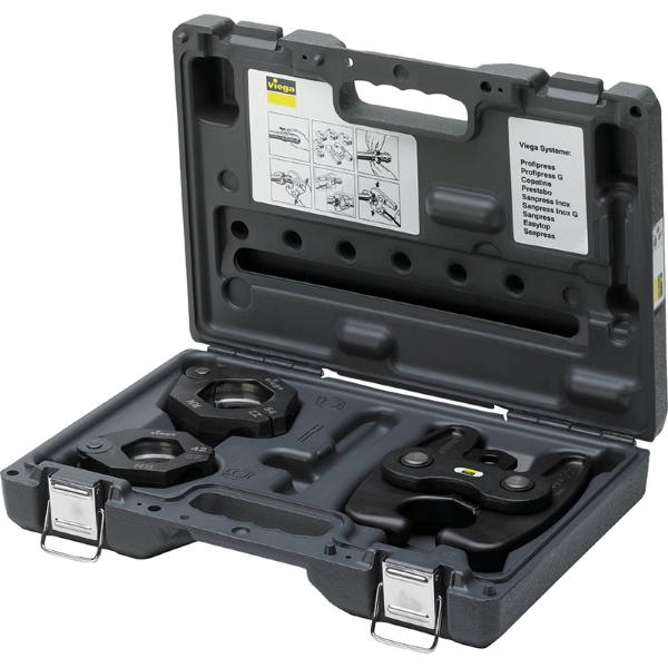 Пресс-клещи для монтажа водопроводных систем. Используются  для соединения медных и нержавеющих  трубу при помощи пресс-фитингов 42-54 мм. V — профиль для таких производителей фитингов и труб как  Viega Valtec 