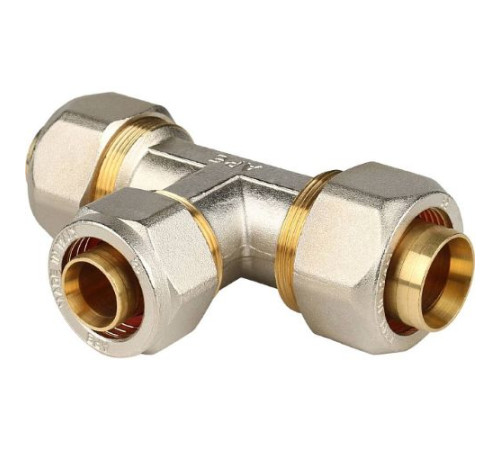  Тройник редукционный 32х26х32 для металлопластиковых труб винтовой