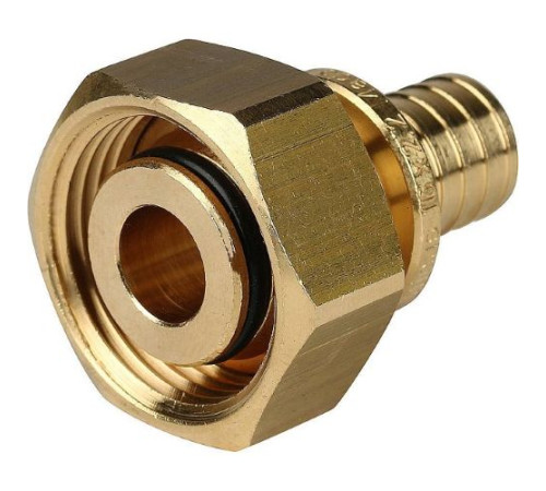 Переходник с накидной гайкой (евроконус) 16xG 3/4 для труб из сшитого полиэтилена аксиальный 