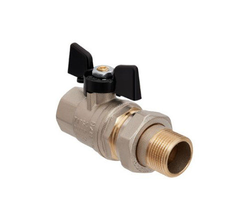 Кран шаровой с накидной гайкой прямой рукоятка бабочка 1 1/4"                                                                                                                          