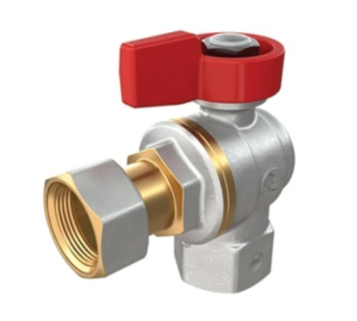  Кран шаровой угловой с накидной гайкой полнопроходной (бабочка) 1/2"