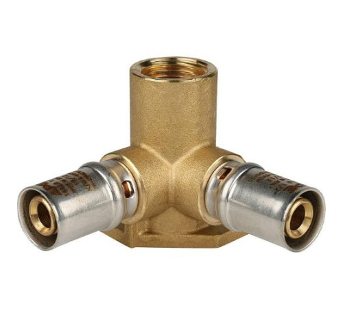 Тройник настенный с крепление16х1/2"х16  под пресс для металлопластиковых труб  