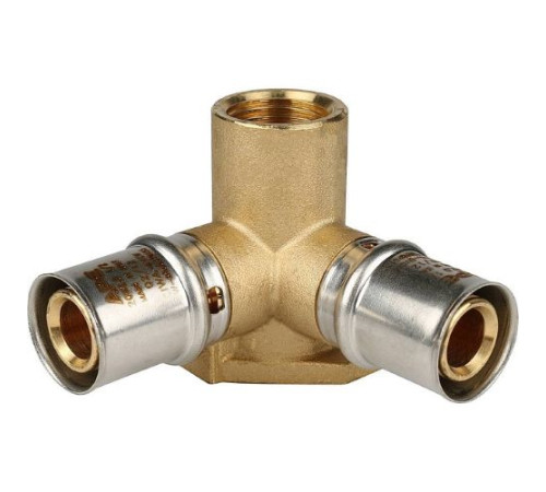 Тройник настенный с крепление20х1/2"х20  под пресс для металлопластиковых труб  