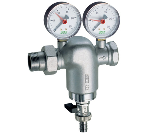 Фильтр самопромывной FAR  3/4" 100 мкм американка - внуренняя резьба с двумя манометрами 