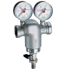Фильтр самопромывной FAR 3/4" 300 мкм внутренняя - внуренняя резьба с двумя манометрами 