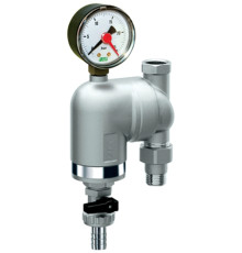 Фильтр самопромывной FAR 1/2" 300 мкм американка - внутренняя резьба с поворотным соединением и одним манометром.
