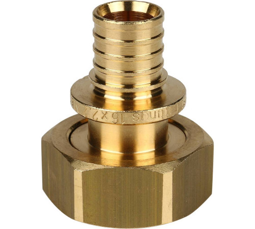 Переходник с накидной гайкой (евроконус) 16xG 3/4 для труб из сшитого полиэтилена аксиальный 