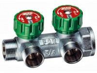 Хромированный регулирующий проходной коллектор MULTIFAR с 2 отводами