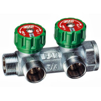 Хромированный регулирующий проходной коллектор MULTIFAR с 2 отводами