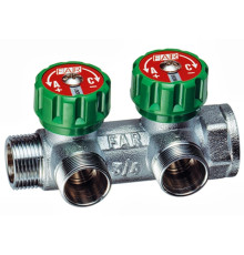 Хромированный регулирующий проходной коллектор MULTIFAR с 2 отводами