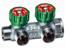 Хромированный регулирующий проходной коллектор MULTIFAR с 2 отводами