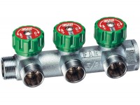 Хромированный регулирующий проходной коллектор MULTIFAR с 3 отводами 