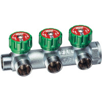 Хромированный регулирующий проходной коллектор MULTIFAR с 3 отводами