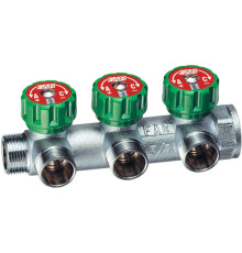 Хромированный регулирующий проходной коллектор MULTIFAR с 3 отводами