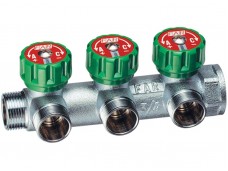 Хромированный регулирующий проходной коллектор MULTIFAR с 3 отводами