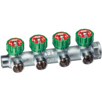 Хромированный регулирующий проходной коллектор MULTIFAR с 4 отводами