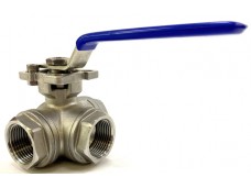 Кран шаровой нержавеющий трехходовой Т-образный 1/2" 