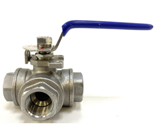 Кран шаровой нержавеющий трехходовой L-образный 1" 