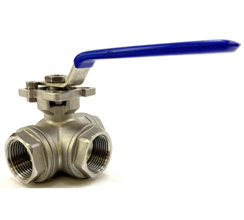 Кран шаровой нержавеющий трехходовой Т-образный 1" 