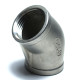 Отвод нержавеющий  45˚ 2 1/2" вр/вр 