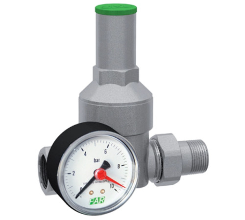 Редуктор давления FAR  1/2" американка - внуренняя резьба с манометром 